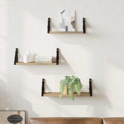 Set rafturi de perete 3 pcs stejar artizanal 37 x 12 x 13 cm GartenMobel Dekor
