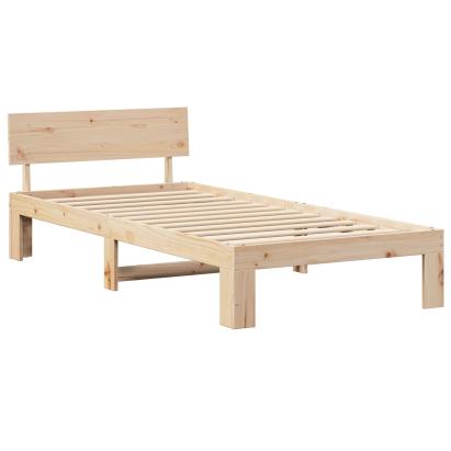 Cadru de pat cu headboard natural 90 x 200 cm Lemn de pin masiv GartenMobel Dekor