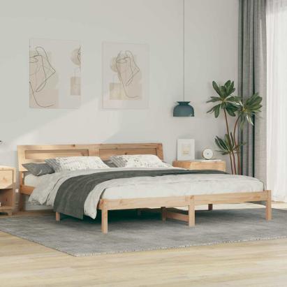 Cadru de pat cu headboard Maro 180 x 200 cm Lemn de pin masiv GartenMobel Dekor