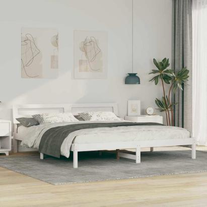Cadru de pat cu headboard Alb 180 x 200 cm Lemn de pin masiv GartenMobel Dekor