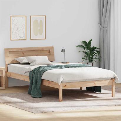 Cadru de pat cu headboard Maro 90 x 190 cm Lemn de pin masiv GartenMobel Dekor