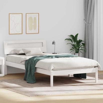 Cadru de pat cu headboard Alb 90 x 190 cm Lemn de pin masiv GartenMobel Dekor