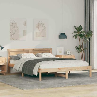 Cadru de pat cu headboard Maro 140 x 200 cm Lemn de pin masiv GartenMobel Dekor