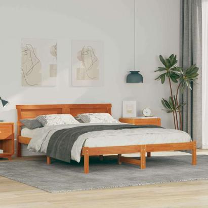 Cadru de pat Maroniu cerat 140 x 200 cm Lemn de pin masiv GartenMobel Dekor