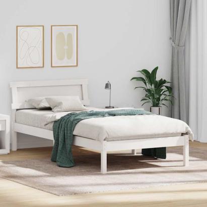 Cadru de pat cu headboard Alb 100 x 200 cm Lemn de pin masiv GartenMobel Dekor
