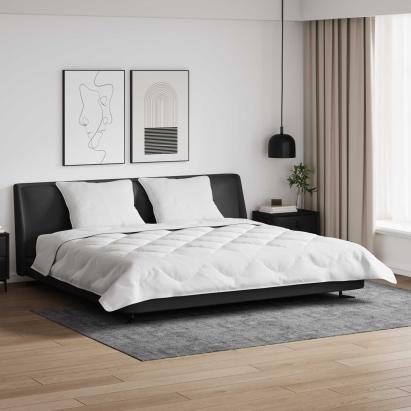 Duvet cu perne cu pernă 3 pcs Alb Microfibră și Pene de Rață GartenMobel Dekor