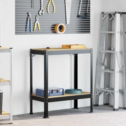 Bănci de lucru cu raft Negru 81 x 41 x 145 cm Lemn compozit GartenMobel Dekor