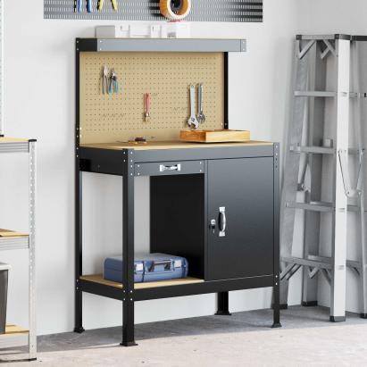 Bănci de lucru cu sertar Negru 81 x 41 x 145 cm Lemn compozit GartenMobel Dekor