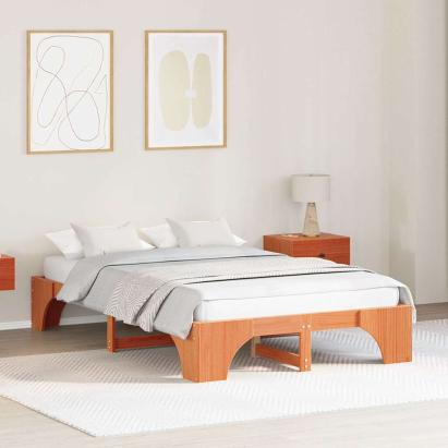Cadru de pat Maroniu cerat 140 x 190 cm Lemn de pin masiv GartenMobel Dekor