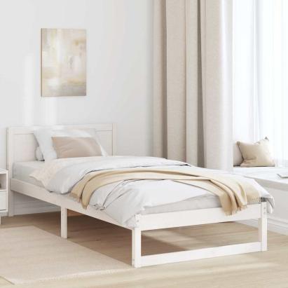 Cadru de pat cu headboard Alb 80 x 200 cm Lemn de pin masiv GartenMobel Dekor