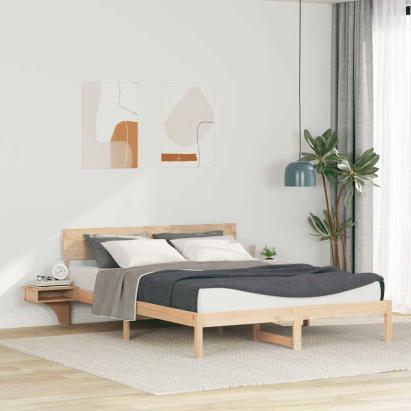 Cadru de pat cu headboard Maro 160 x 200 cm Lemn de pin masiv GartenMobel Dekor