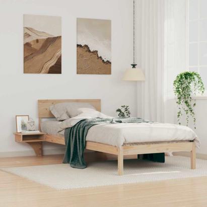 Cadru de pat cu headboard Maro 90 x 200 cm Lemn de pin masiv GartenMobel Dekor