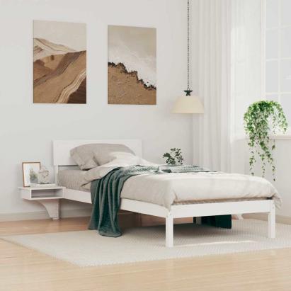 Cadru de pat cu headboard Alb 90 x 200 cm Lemn de pin masiv GartenMobel Dekor