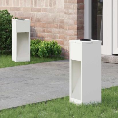 Lampa de parcurs LED solar 2 pcs Alb Oțel laminat la rece GartenMobel Dekor