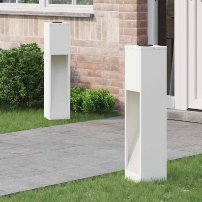 Lampa de parcurs LED solar 2 pcs Alb Oțel laminat la rece GartenMobel Dekor