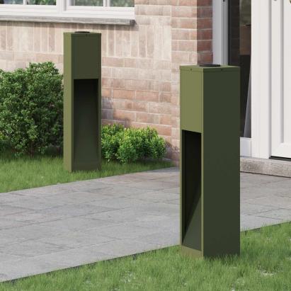 Lampa de parcurs LED solar 2 pcs Verde măsliniu GartenMobel Dekor