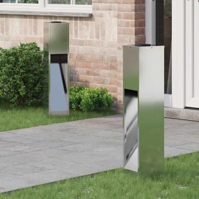 Lampa de parcurs LED solar 2 pcs Galvanizat Galvanizat GartenMobel Dekor