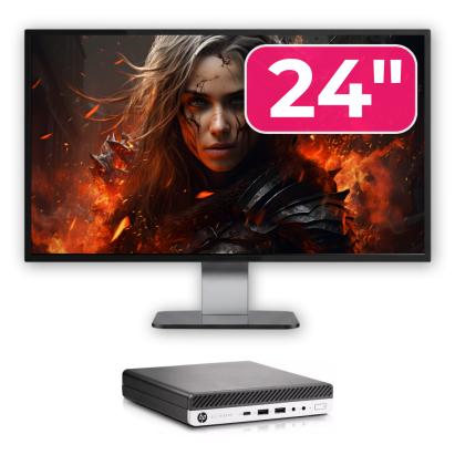 Pachet Calculator Second Hand HP EliteDesk 800 G3 Mini PC, Intel Core i5-6500T 2.50GHz, 16GB DDR4, 512GB SSD + Monitor 24" NewTechnology Media