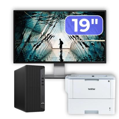 Pachet Calculator Second Hand HP EliteDesk 800 G6 Tower, Intel Core i5-10400F 2.90 - 4.30GHz, 16GB DDR4, Placa Video AMD Radeon R7 430 2GB, 256GB SSD + Monitor 19" & Imprimanta Brother HL-L6300DW NewTechnology Media