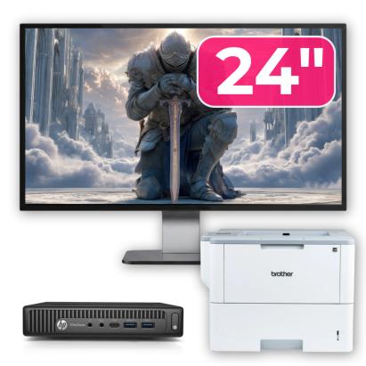Pachet Calculator Second Hand HP Elitedesk 800 G2 Mini PC, Intel Core i7-6700T 2.80GHz, 16GB DDR4, 512GB SSD + Monitor 24" & Imprimanta Brother HL-L6300DW NewTechnology Media