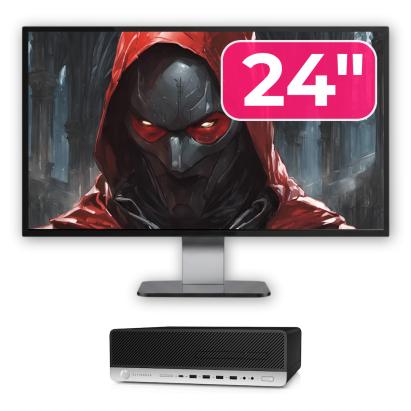 Pachet Calculator Second Hand HP ProDesk 800 G3 SFF, Intel Core i5-7500 3.40 - 3.80GHz, 16GB DDR4, 500GB SSD + 1TB HDD, DVD-ROM + Monitor 24" NewTechnology Media