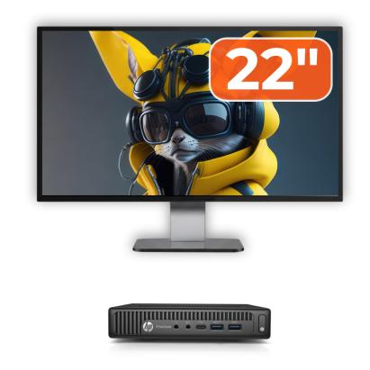 Pachet Calculator Refurbished HP EliteDesk 800 G2 Mini PC, Intel Core i7-6700T 2.80 - 3.60GHz, 16GB DDR4, 512GB SSD + Monitor 22 Inch + Windows 10 Home NewTechnology Media