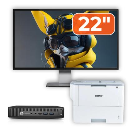 Pachet Calculator Second Hand HP Elitedesk 800 G2 Mini PC, Intel Core i7-6700T 2.80GHz, 16GB DDR4, 512GB SSD + Monitor 22" & Imprimanta Brother HL-L6300DW NewTechnology Media