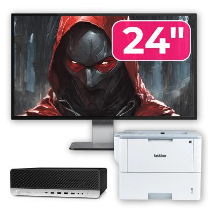 Pachet Calculator Second Hand HP ProDesk 800 G3 SFF, Intel Core i5-7500 3.40 - 3.80GHz, 16GB DDR4, 500GB SSD + 1TB HDD, DVD-ROM + Monitor 24" & Imprimanta Brother HL-L6300DW NewTechnology Media