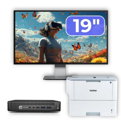 Pachet Calculator Second Hand HP Elitedesk 800 G2 Mini PC, Intel Core i7-6700T 2.80GHz, 16GB DDR4, 512GB SSD + Monitor 19" & Imprimanta Brother HL-L6300DW NewTechnology Media