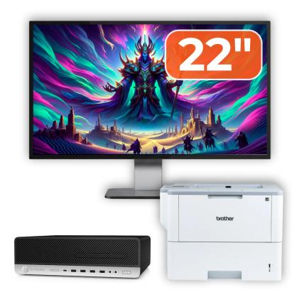 Pachet Calculator Second Hand HP ProDesk 800 G3 SFF, Intel Core i5-7500 3.40 - 3.80GHz, 16GB DDR4, 500GB SSD + 1TB HDD, DVD-ROM + Monitor 22" & Imprimanta Brother HL-L6300DW NewTechnology Media