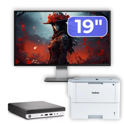 Pachet Calculator Second Hand HP EliteDesk 800 G3 Mini PC, Intel Core i5-6500T 2.50GHz, 16GB DDR4, 256GB SSD + Monitor 19" & Imprimanta Brother HL-L6300DW NewTechnology Media