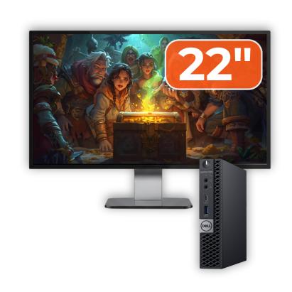 Pachet Calculator Second Hand DELL OptiPlex 5060 Mini PC, Intel Core i5-8500T 2.10-3.50GHz, 16GB DDR4, 512GB SSD + Monitor 22" NewTechnology Media