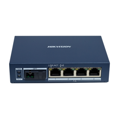 Mediaconvertor Gigabit 4 x RJ45 PoE, 1 x SC Single-Mode Bi-directional, 20 km - HIKVISION DS-3D504TP-A SafetyGuard Surveillance