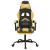 Scaun de gaming pivotant/suport picioare negru/auriu piele eco GartenMobel Dekor