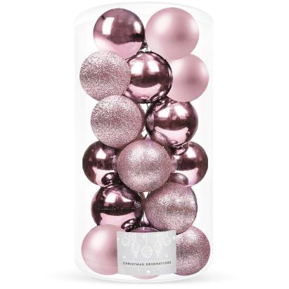 Set globuri de Craciun, 20 bucati, 3 modele, 4cm, roz Household NewTrend