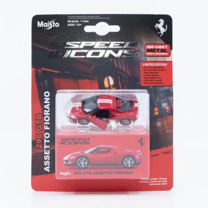 MAISTO MASINUTA METALICA SPEED ICONS 296 GTB ASSETTO FIORANO ROSU SCARA 1 LA 64 SuperHeroes ToysZone