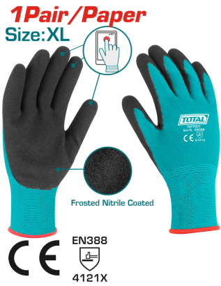 TOTAL - MANUSI DE PROTECTIE - NITRIL + TEXTIL - XL PowerTool TopQuality