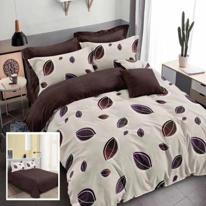 Lenjerie de pat finet 6 piese, cearceaf pat clasic, cearceaf pilota 200x230, 2 fete perna 50x70, 2 fete perna 70x70, Extra, Papadie verde Relax KipRoom