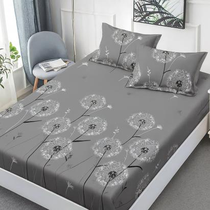 Husa de pat Finet + 2 fete de perna, pentru saltea de 160x200 cm, Papadii gri Relax KipRoom