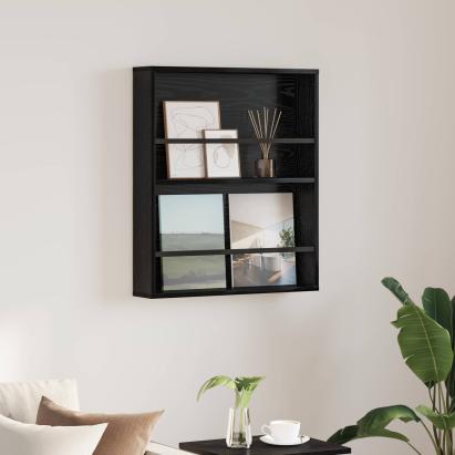 Raft pentru reviste Stejar Negru 60 x 12 x 70 cm Lemn compozit GartenMobel Dekor