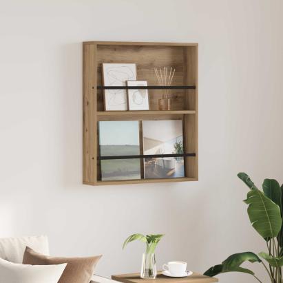 Raft pentru reviste cu raft Stejar Artizanal 60 x 12 x 70 cm GartenMobel Dekor