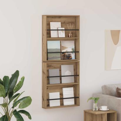 Raft pentru reviste 2 pcs Stejar Artizanal 60 x 12 x 70 cm GartenMobel Dekor