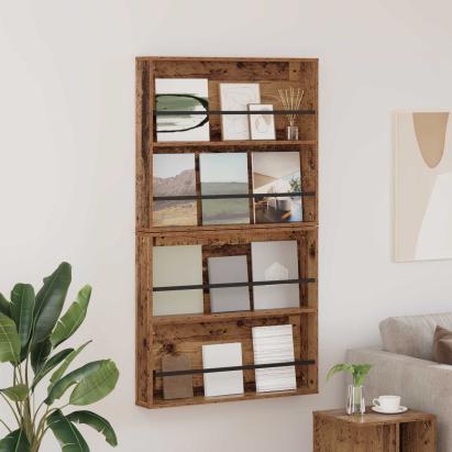 Raft pentru reviste cu raft 2 pcs Lemn vechi 80 x 12 x 70 cm GartenMobel Dekor