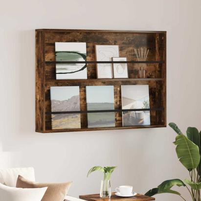 Raft pentru reviste cu raft Stejar fumuriu 100 x 12 x 70 cm GartenMobel Dekor