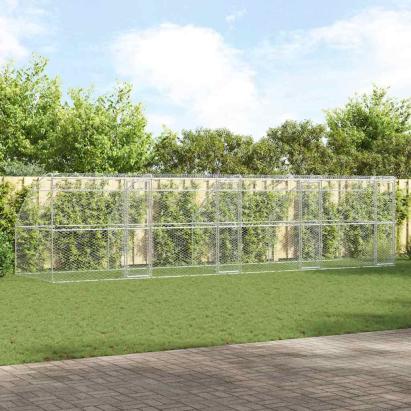 Cușcă pentru câini 4 pcs Argintiu 8 x 2 x 2 m Oțel GartenMobel Dekor