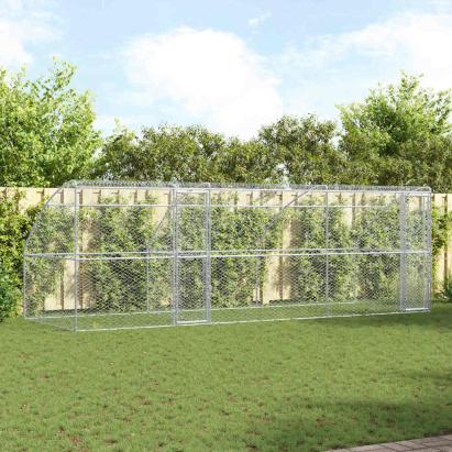 Cușcă pentru câini 3 pcs Argintiu 6 x 2 x 2 m Oțel GartenMobel Dekor