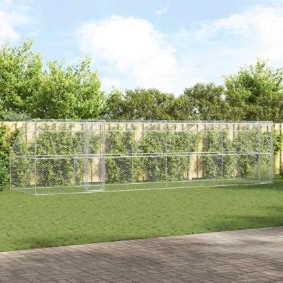 Cușcă pentru câini 4 pcs Argintiu 8 x 2 x 2 m Oțel GartenMobel Dekor