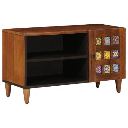 Cabinet TV cu ușă castan 80 x 31,5 x 46 cm Lemn de mango solid GartenMobel Dekor
