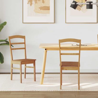 Scaun de sufragerie 2 pcs natural Lemn Solid de Cauciuc GartenMobel Dekor