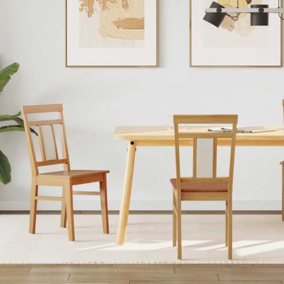 Scaun de sufragerie 2 pcs natural Lemn Solid de Cauciuc GartenMobel Dekor